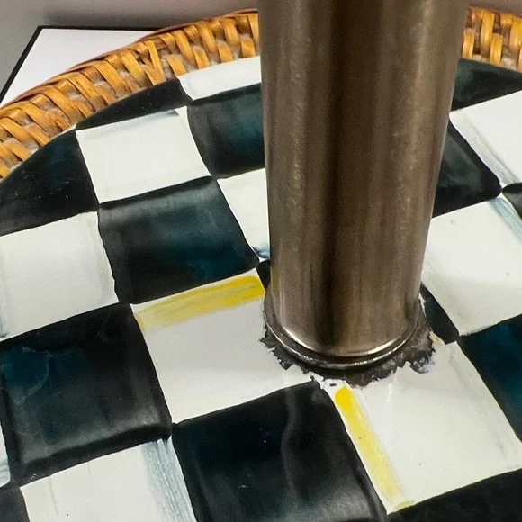 Mackenzie Childs Checkered Paper Towel Holder with Glass Knob - Picture 2 of 6